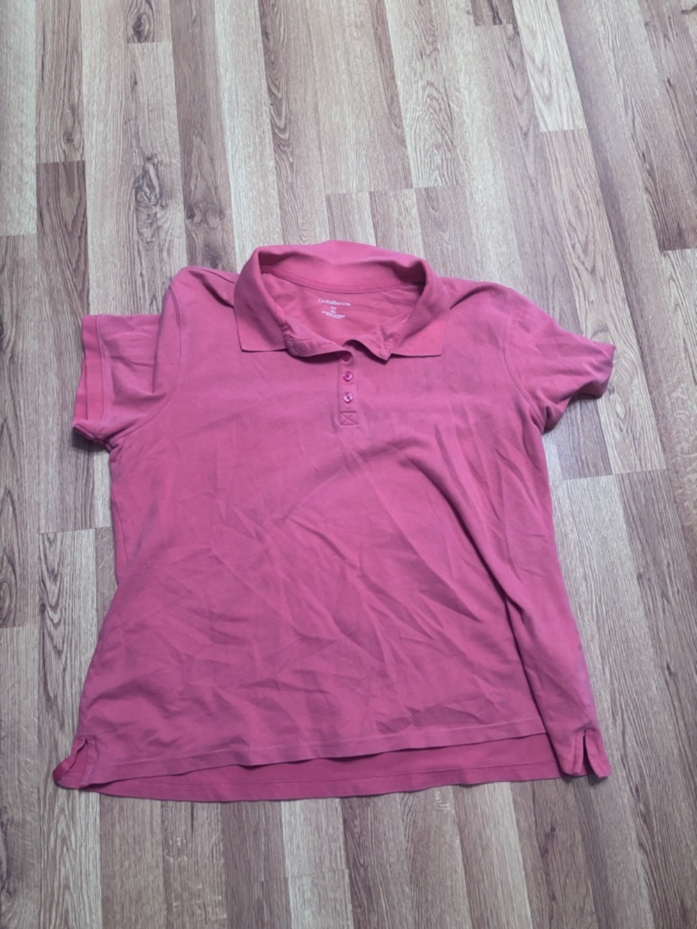 crown & ivy Rose Peach Short-Sleeve Polo Button-Front Top